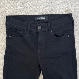 Express Stretch Mid-Rise Black Jeans, Size 2R